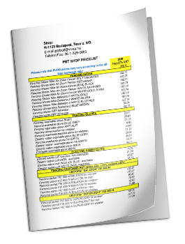 PBT letölthető árlista